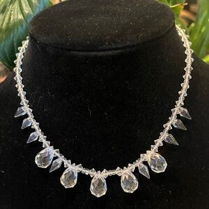 Vintage Elegant clear faceted dropper glass choker Necklace